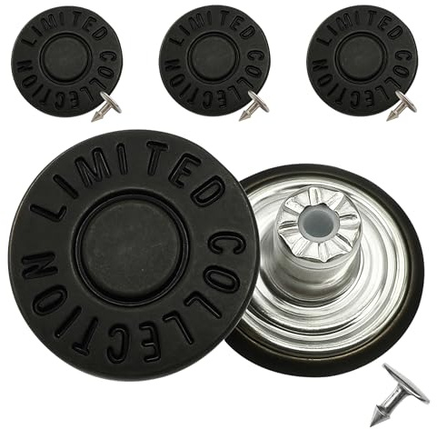 WedDecor Brass Jeans Buttons Denim Jacket with Back Pin Hammer On Replacement Fixing Fasteners for Repair Denim Pants, Jackets, Fashion Wear,17mm, Black, 8pcs