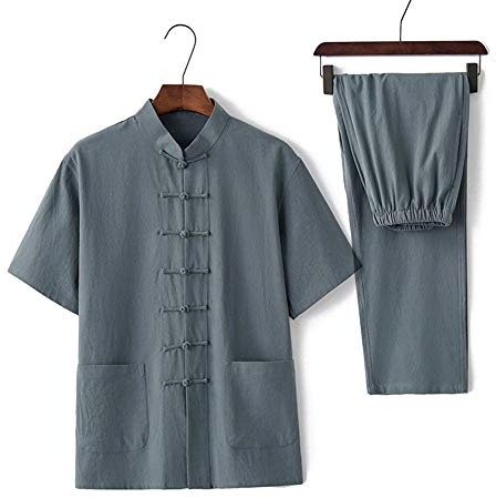 Tai Chi Kleidung Herren Damen Jungen Damen Grau Traditionelle Chinesische Kampfkunst Wing Chun Boxen Karate Leinen Taekwondo Kleidung Uni Geschenk (Grün 165CM)