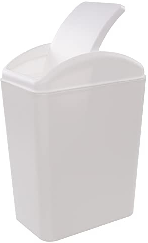 Sosody 20L Plastic Swing Top Garbage Bin, Swing Lid Waste Bin, White