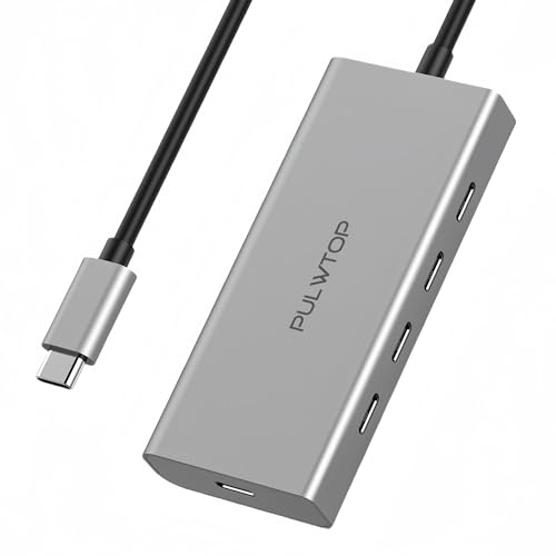 PULWTOP USB C Hub 3.2, 5 Port USB C Hub with 10Gbps Data Transfer, 100W PD, USB 3.2Hub Multiport Adapter for M1/M2 MacBook Air, iPhone 15 Pro/Pro Max, Galaxy, Surface Go, XPS, iPad