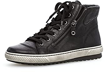 Gabor Donna Sneaker, Signora Sneaker Alte,Soletta Removibile,Stivaletto Allacciato,Stivali Allacciati,Mid-Cut,Nero (Schwarz) / 57,37 EU / 4 UK