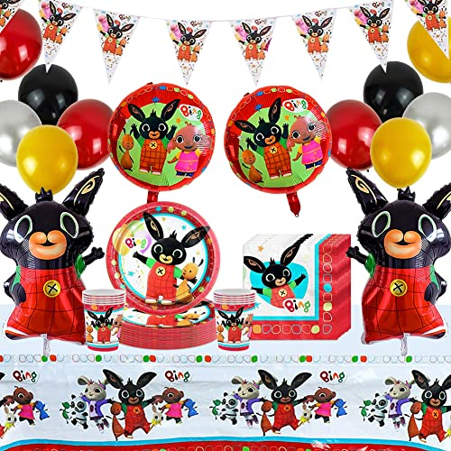 Festa Tema Bing, Bing Stoviglie per Feste, Piatti Carta Compleanno Bicchieri Tovaglioli Tovaglie Kit Compleanno per Bambino