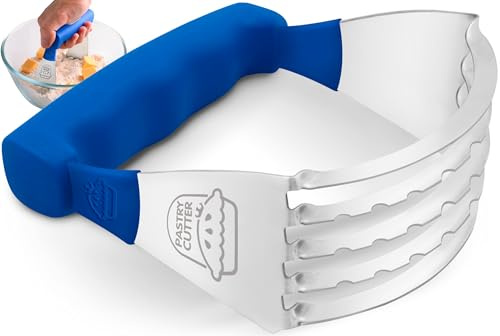 Pastry Cutter Tool - Heavy Duty Stainless Steel Pastry Blender, Comfortable Handle, Dishwasher Safe, Perfect Flaky Pie Crust & Biscuits - Blue