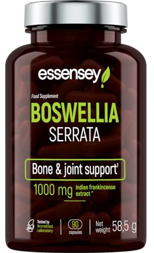Essensey Boswellia Serrata Capsules - Ultimate Joint and Heart Support with 1000mg Extract, 600mg Boswellic Acid Supplements - 90 Vegetarian Capsules