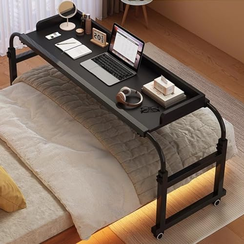 Table De Lit Sur Roulette Médicale Roulante, Plateau De Nourriture Réglable En Hauteur Et En Longueur, Bureau D'Ordinateur Portable Croisé (Noir)