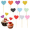Calkkrer 100 Stück Herz-Cupcake-Deko in mehrfarbigen Glitzer-Toppern, Hochzeitsherzen-Muffin-Topper für Geburtstagspartys und Ice-Cream-Party-Dekoration.