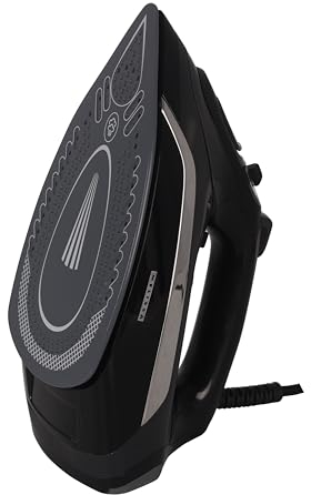 Melissa 16390057 - Ferro da stiro a vapore versatile con piastra in ceramica, funzione autopulente e spegnimento automatico - 2500 W - Nero
