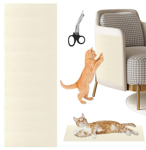 Planche à gratter autocollante - Beige - Tapis à gratter pour chat - Tapis mural pour chat - 200 cm x 40 cm