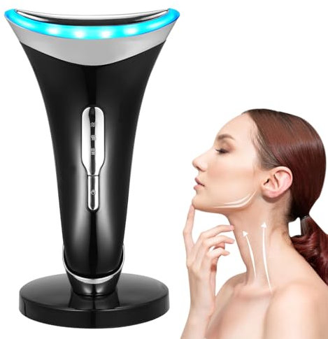 Appareil Massage Visage Anti Rides, Masseur Facial Lifting Visage et Double Menton, 3 Modes LED, Chauffage à 45℃ EMS, Électrique Appareil de Beauté pour soulager et resserrer anti-âge
