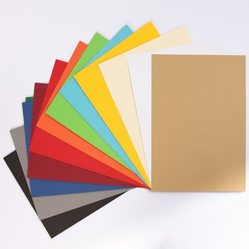 PresentFill A4 Color Mi×Cardboard | 52 ark, 13 färger, 4 ark vardera | 210 g/m² | Hobbykartong tillverkad av 100% återvunnen kraftkartong | Tyskland | Färgad kartong | Hobbykartong för