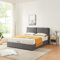 [en.casa] Polsterbett Lunner 140 x 200 cm Doppelbett mit Stauraum gepolstert Stauraumbett Bettgestell mit Lattenrost und Bettkasten gepolsterstes Kopfteil Dunkelgrau
