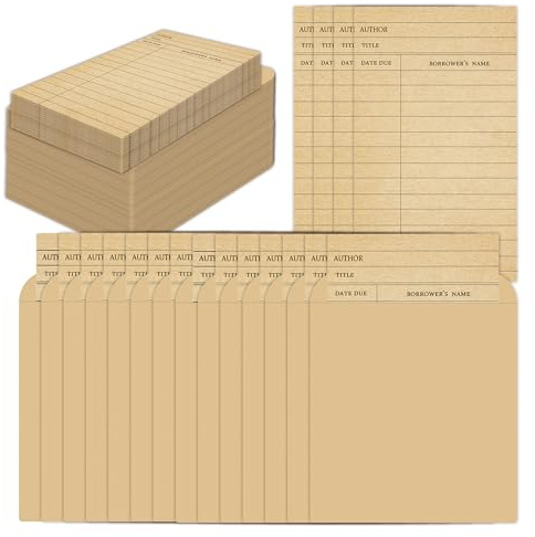 Lot de 80 pochettes pour cartes de bibliothèque avec enveloppes auto-adhésives – Cartes de notes vintage de bibliothèque, liste de lecture, marque-page pour caisses de livres, fournitures de classe