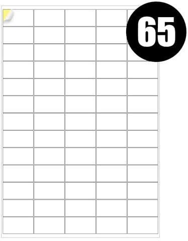 65 Address Labels Per A4 Sheet, 50 Sheets Label, Self Adhesive Mailing Printer Shipping Label for Inkjet and Laser Printers, Printable Sticky Sheet Sticker [JAM Free]