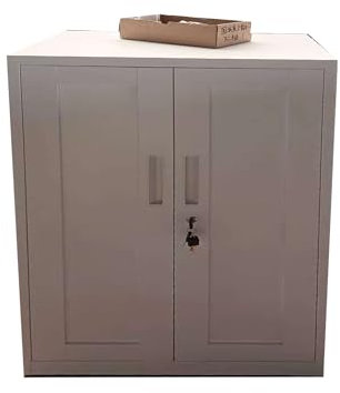 Aktenschrank, abschließbarer Garagenschrank, 2 Ebenen Büroschrank, Werkstattschrank mit verstellbaren Regalen, für Büro, Garage und Hauswirtschaftsraum, 40 x 75 x 91.5 cm, Weiß