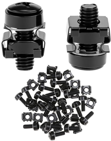 QWORK® Lot de 20 Vis et Ècrous à Cages M6 pour Armoires Réseau 10 et 19 - Vis à tête fraisée M6 x 20 mm