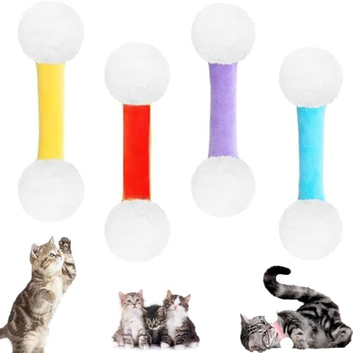 Qtip Kattleksak, Q-Tip Kattleksak, Jätte Bomullspinne Kattleksak, Interaktiva Sparkpinnar for Kattungar, Sparkleksaker for Katter Set Med 4/6 Mjuka, Kattmynta Q-Tip for Kattälskare Present(4pcs d)