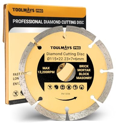 Toolmays 115mm Diamond Mortar Rake Disc For Angle Grinder, 6mm Thick Diamond Cutting Disc For Fast Removal Of Old Mortar, Brickwork Pointing