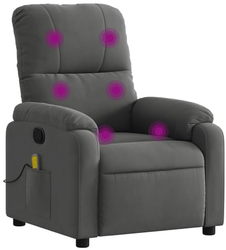 Frdhee Sillón de televisión para salón, sillón de lectura, sillón de masaje, gris oscuro, tejido de microfibra para dormitorio, habitación de invitados, oficina en casa, fácil montaje