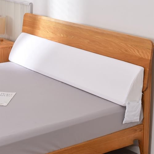 Almohada De CuñA Para Cama,Relleno Huecos,TamañO Completo Con Bolsillo Lateral,Funda ExtraíBle,Relleno El Espacio Entre ColchóN Y Cabecero,Espuma Alta Densidad Dormir Leer(Size:182*25*15cm,Color:White