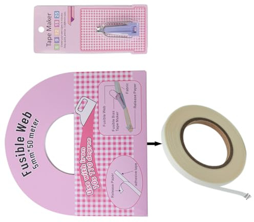 Snorvixre 1,64 piedi di fissaggio nastro obliquo e fissatore Maker Set termoadesivo per legami per progetti di cucito, cucito professionale