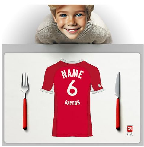 Bayern Fanartikel Tischset PERSONALISIERTES Geschenk, passend für Bayern Fans, Geschenk Jungen, Fussball Männergeschenke Bayern Trikot Geburtstag Weihnachten Platz-Set TS24DEDE