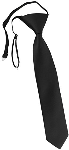 TigerTie Kinderkrawatte in schwarz Uni - Krawatte vorgebunden mit Gummizug