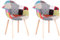 BenyLed Lot de 2 Chaises de Salle à Manger, Chaises de Cuisine avec Pieds en Hêtre, Fauteuils en Tissu Patchwork, (Rouge)