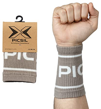 Picsil Sport Schweißbänder, saugfähiges Baumwollarmband für Crosstraining, Paddel, Tennis, Fitness, Unisex (Tan)