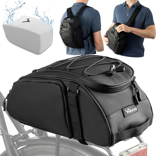 Valkental - Bolsa 3 en 1 para Parrilla de Bicicleta - Volumen de 10L - Bolsa para portaequipajes Aislante con función de Mochila - Resistente al Agua & Reflectante