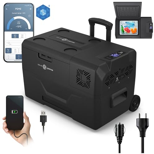 peme Expedition Frigorifero Portatile a Compressore 27 L - Congelatore Auto, Raffreddamento -20°C, Doppia Alimentazione 12V/24V & 230V, Bluetooth-App, Modalità Eco, per Auto, Campeggio