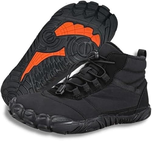 Polar Winter Barefoot Shoes Warm Lined Winter Shoes for Men and Women(Black,6.5 UK)
