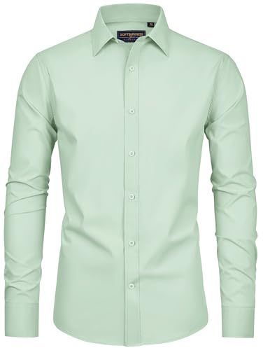 siliteelon Mens Shirts Long Sleeve Stretch Smart Casual Dance Party Shirts