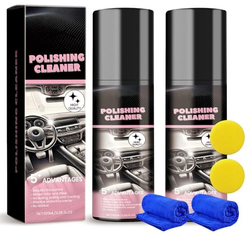 Auto Innenraum Reiniger, Auto Reinigungsset Zubehör Innenraum Cockpitpflege für die Innen Reinigung von Kunststoauto zubehörff, Polster, Leder & Armaturen, 100ml Autopflege Innenraumreiniger (2 Pcs)