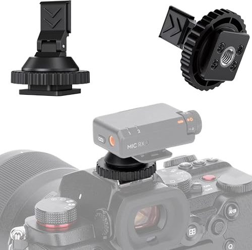 JJC Adaptador de montaje de zapata fría para micrófono DJI Mini con 1/10.2 cm-20, adaptador de zapata fría ABS duradero ángulo ajustable, accesorios de zapata para cámara réflex digital, grabación de