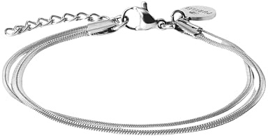 Purelei Två lager damarmband – justerbart, vattentätt armband med dubbla lager ormkedja design för en snygg lagerlook, Eine Grösse, Rostfritt stål, Agat