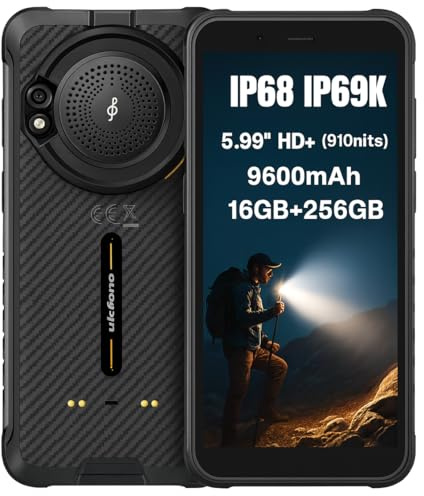 Ulefone RUGKING AI Móvil Rugerizado, Android 15 IA Grabación Llamadas, 126dB Altavoz, Linterna de Alto Brillo, 50MP Cámara, 16GB+256GB, 5,99 HD+(910nits), Teléfono Resistente IP68, 9600mAh, GPS NFC