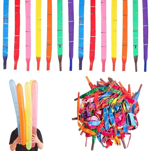 TILONKJ 50 stycken långa flerfärgade ballonger, stora fantasiballonger, för utomhusunderhållning, barnkalas och födelsedagsdekoration (slumpmässiga färger)