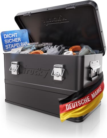 Trucky Caja de aluminio con tapa, 30 L, color negro