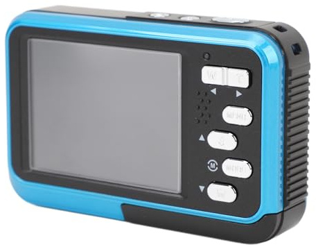 Sxhlseller Caméra sous-Marine à Double écran 4K 48MP Autofocus HD Selfie Camera pour la Plongée en Apnée en Plein Air, Appareil Photo Numérique Résistant à l'eau pour Les Réunions de Famille (Blue)