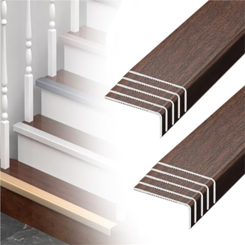 profilo per scale 60 90 120 150 180 Cm Protezione Per Bordi Scale Autoadesiva, Profilo Per Gradini In Alluminio A Forma Di L, Effetto Legno, Facile(B-10 pcs,L W H 180CM x 30mm x 20mm)