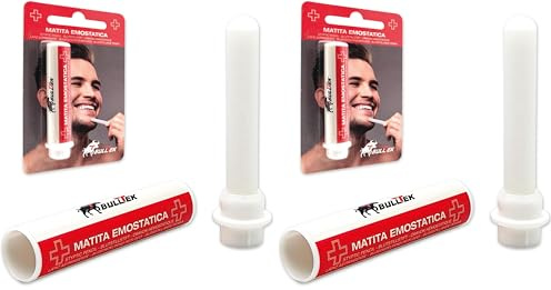 BullTek Lápiz hemostático Stick cicatrizante, tope de sangre para heridas Post-Afeitado Barba, Astringente con práctico contenedor de viaje (Paquete de 2)