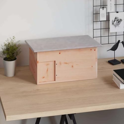 kithwjll Maison pour hérisson en bois de sapin massif 45 x 33 x 22 cm avec toit en polyester imperméable, entrée labyrinthe pour un abri sûr, convient comme mangeoire pour petits animaux dans le