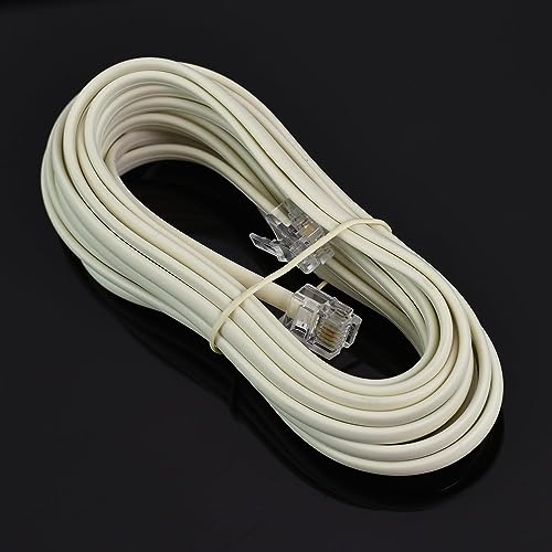 Conext Link RJ11 6P4C Modular Telephone Extension Cable Phone Cord Line Wire (15 Feet, Beige) （33206）