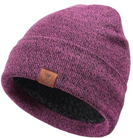OZERO Womens Winter Slouchy Beanie Stocking Hat Cold Proof Polar Fleece Daily Skull Cap Purple