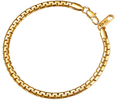 PROSTEEL Bracciale Uomo Oro a Catena Veneziana 20CM Braccialetto Uomo Acciaio a Treccia Metallica Stile Urbano Impermeabile Ipoallergenico