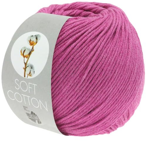 LANA GROSSA Soft Cotton | Weiches Baumwollgarn mit modernem Mikrofaseranteil | Handstrickgarn aus 70% Baumwolle & 30% Polyacryl | 50g Wolle zum Stricken & Häkeln | 140m Garn FB14