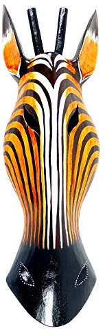 Maschera a Forma di Giraffa in Legno, Altezza 50 cm, Decorazione Africa