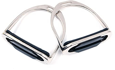 Namvo Sicherheitssteigbügel aus Eisen, 1 Paar, breite Schiene, Reitsteigbügel mit rutschfestem Gummi-Pad, Reitzubehör für Reiten