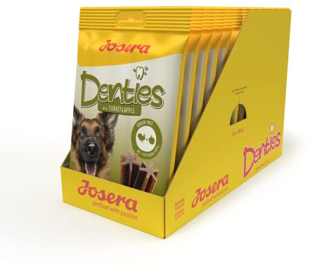 JOSERA Denties Turkey & Apple (13 x 7 Stück) | Adult | Premium Kaustangen für ausgewachsene Hunde | zur täglichen Zahnpflege | Kausnack mit Truthahn & Apfel | zuckerfrei | getreidefrei | 91er Pack