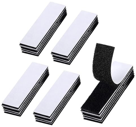 FAST-FX 25 pcs Hook Loop Strip Tape,Double Sided Sticky Tape,Self Adhesive Tape,3x10cm Double-Side Reclosable Hook Loop Strips Tape,Strong Sticky Adhesive for Fabric,Heavy Duty Hook Loop Tape Strips